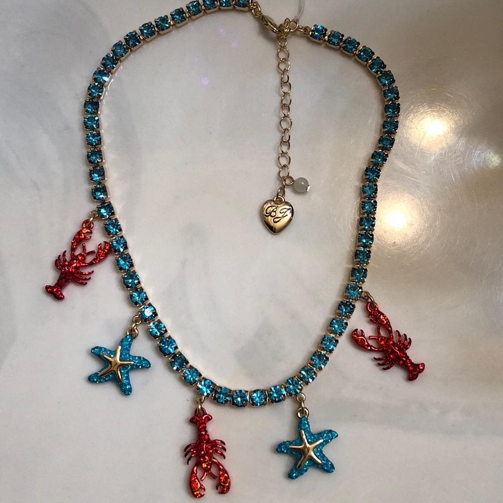 Betsey Johnson Mermaid Jewels Crystal Tennis Necklace Lobster & Starfish NWT - Picture 5 of 12